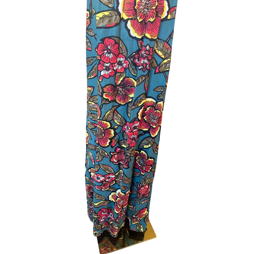 Loft Linen Floral Beachy Maxi Dress Size S Flowy Bright Tropical Resort Vacay - Picture 4 of 11